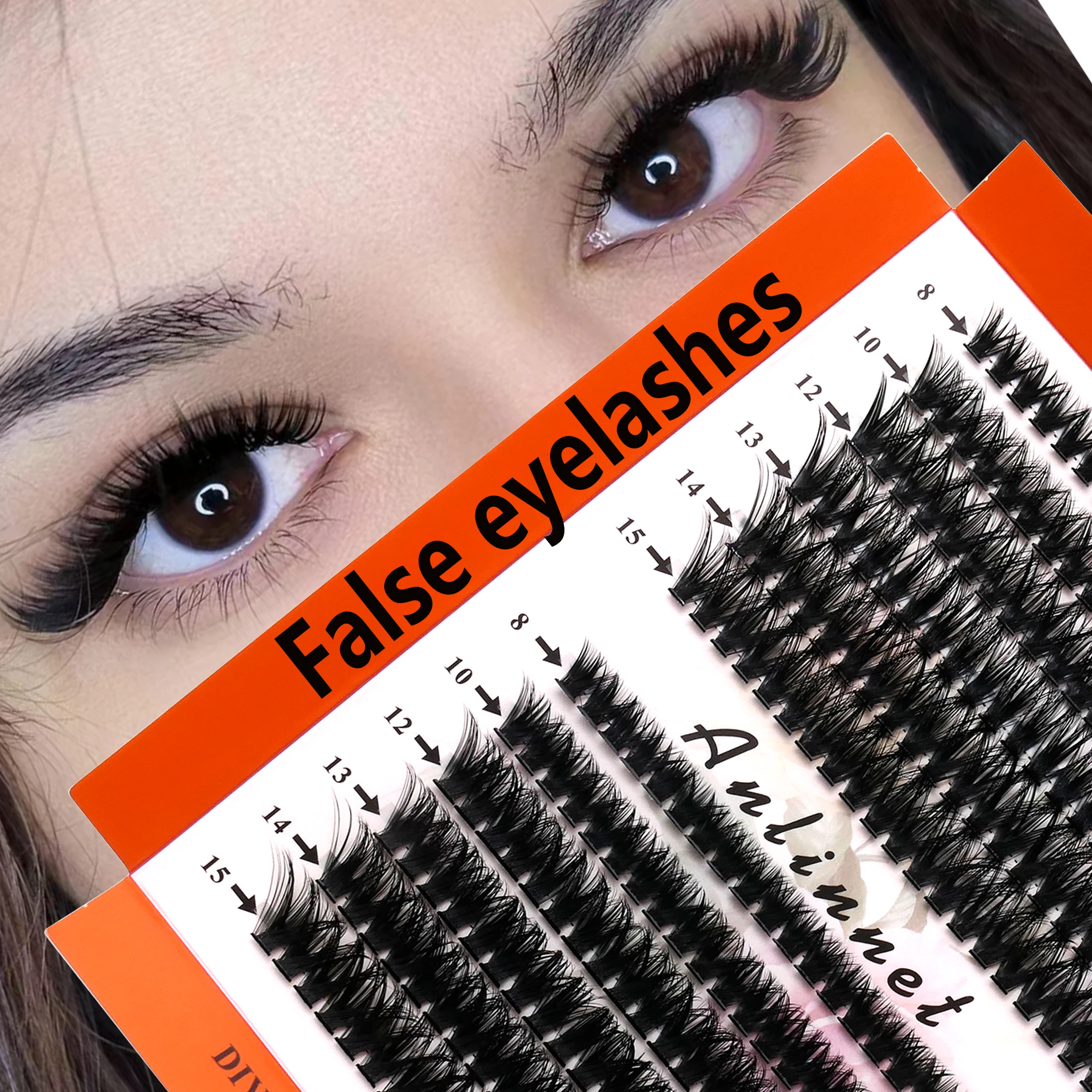 240 clusters of makeup 3D false eyelashes 8mm-15mm mixed natural thick eyelashes DIY eyelash bundle easy to graft eyelash tool