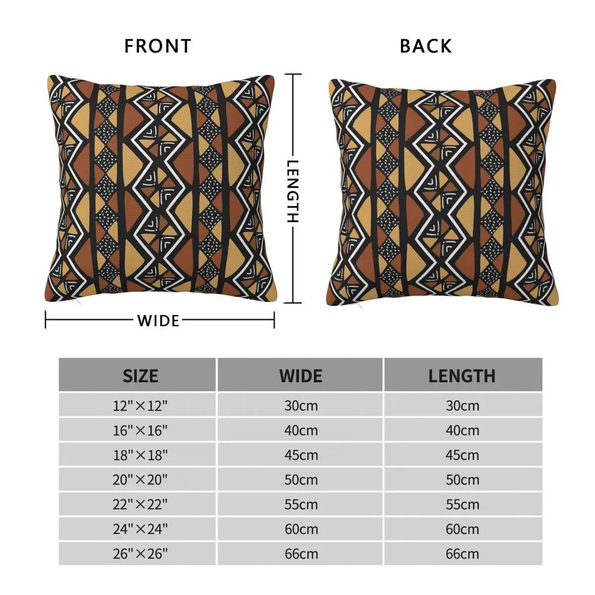 African Mud Cloth Mali Square Pillowcase Polyester Linen Velvet Pattern Zip Decorative Pillow Case Room Cushion Case