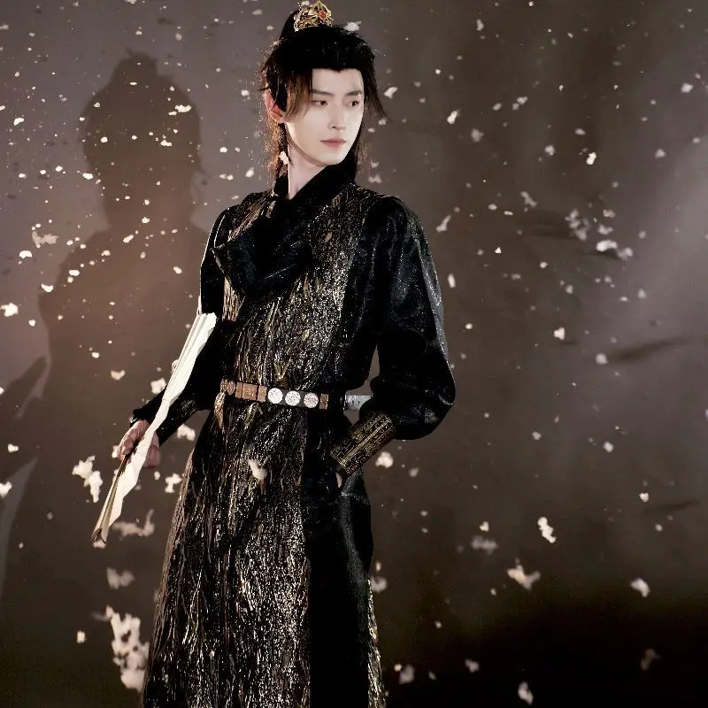 

TGCF 2HA National Leather Robe Tang Round Neck Robe Chinese silk robe ancient knight hanfu men hanfu Prince emperor dress