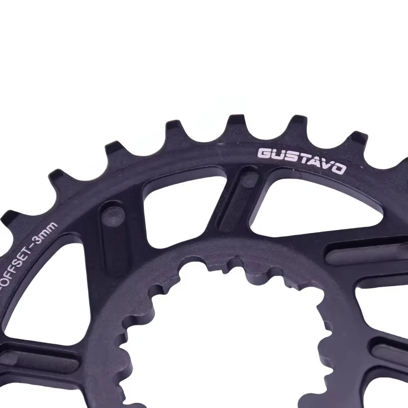 GUSTAVO MTB Fahrrad-Kettenblatt 3-Bolzen-Direktmontage, 3 mm versetzt, schmale Zähne, Kettenrad, Kinderfahrrad-Kurbelgarnitur 26/28/30/32T – Detail 2