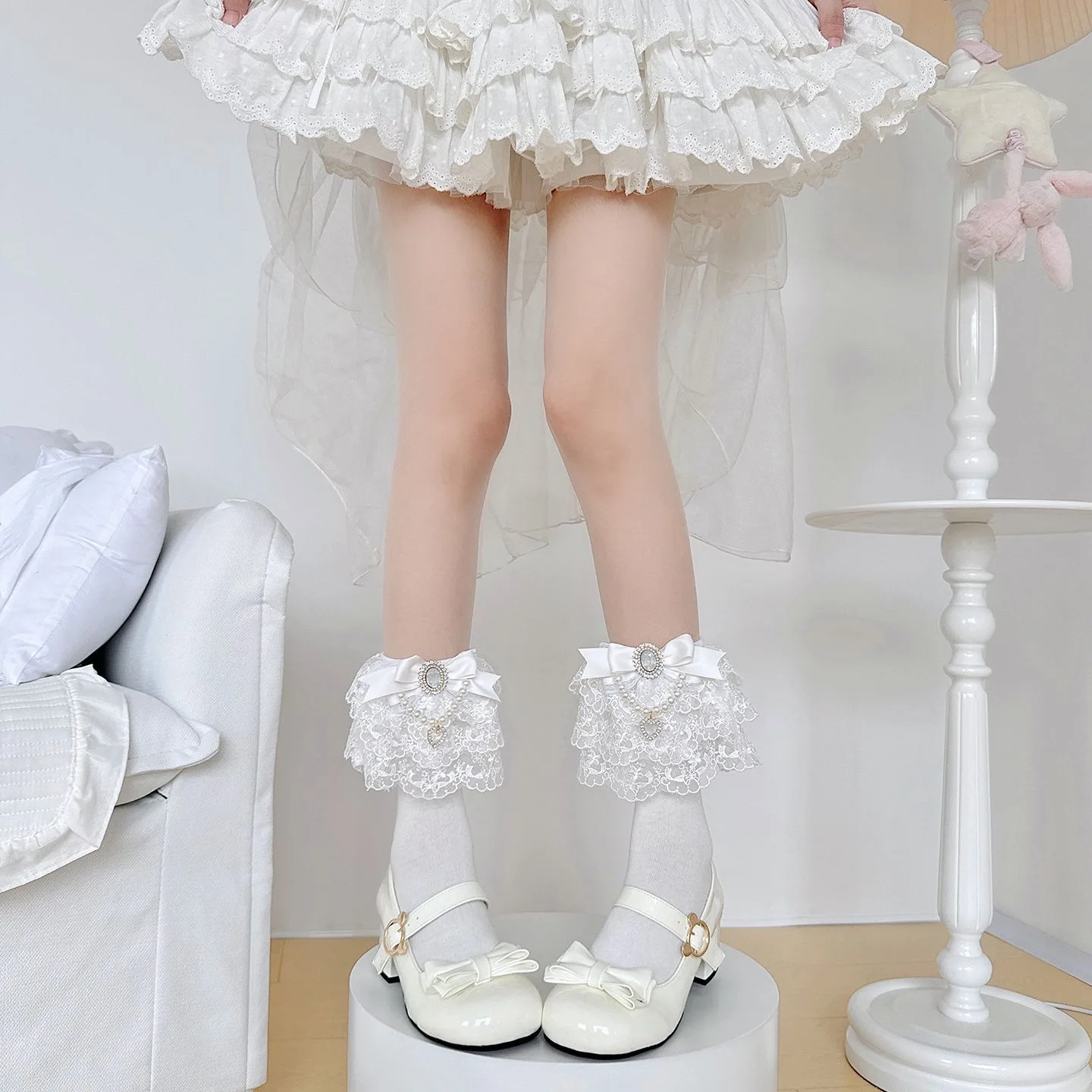 Lolita luxury socks women stocking y2k accessories JK Japanese style tights women bow lace lace stockings 	lolita socks