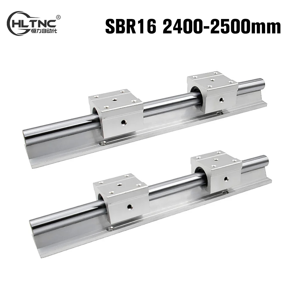 

HLTNC SBR16 2400 мм 2450 мм 2500 мм CNC алюминиевая круглая направляющая и линейный подшипник слайдер блок SBR16UU для гравера