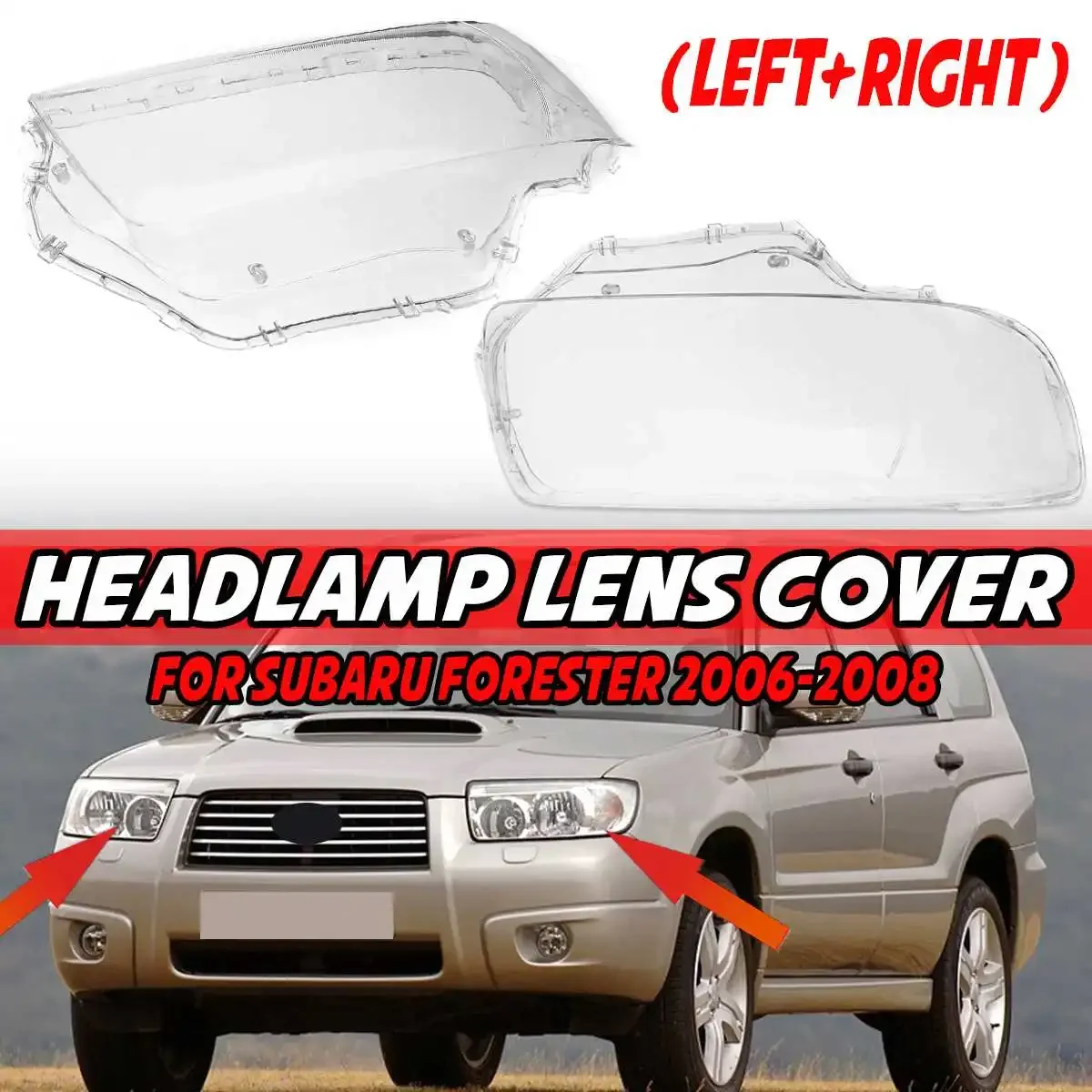 2pcs Car Front Headlight Headlamp Lens Cover Trim Head Light Shell ABS For Subaru For Forester 2006-2008 SU2503119 SU2502119