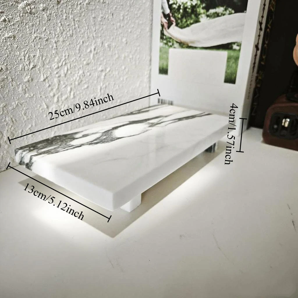 حامل قاعدة رخامية موفر للمساحة، صينية حمام مدمجة، قاعدة حجرية غير قابلة للانزلاق، حامل صابون وحلقة، منظم علوي لخزانة الملابس