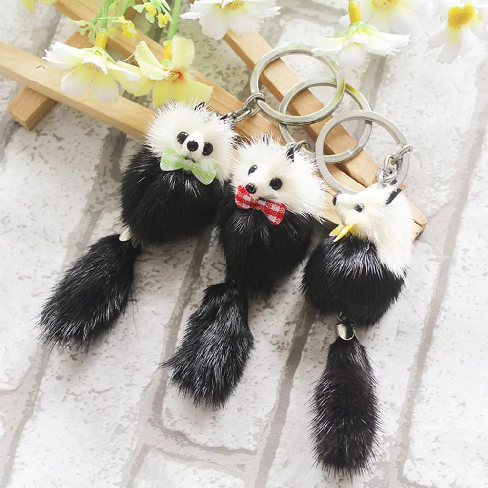 Bow Decor Fur Ball Bags Pom Accessories Pendant Key Chains Keychain Key Ring Mink Fur