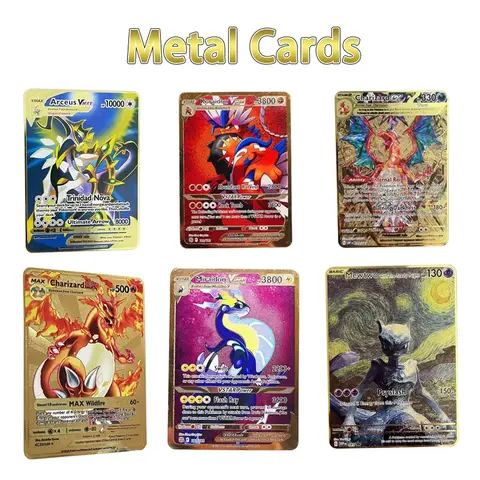 Pokemon Carta di Metallo 10000 Punti Arceus Charizard Super Card Golden English Mewtwo Vmax GX EX Anime Collezione di Carte Regalo ★