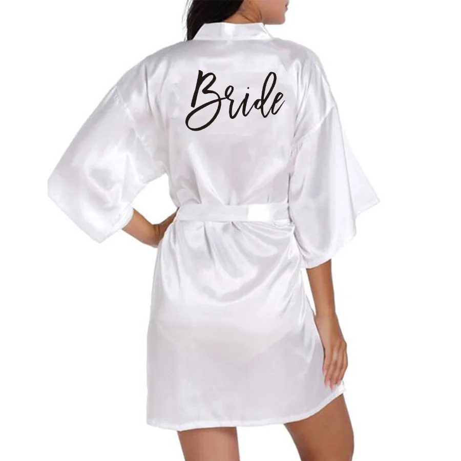 Wedding Bride Bridesmaid Robes for Women Bridal Party Gifts Team Dress Gown Silk Satin Sleepwear Kimono Sexy Summer Bathrobe