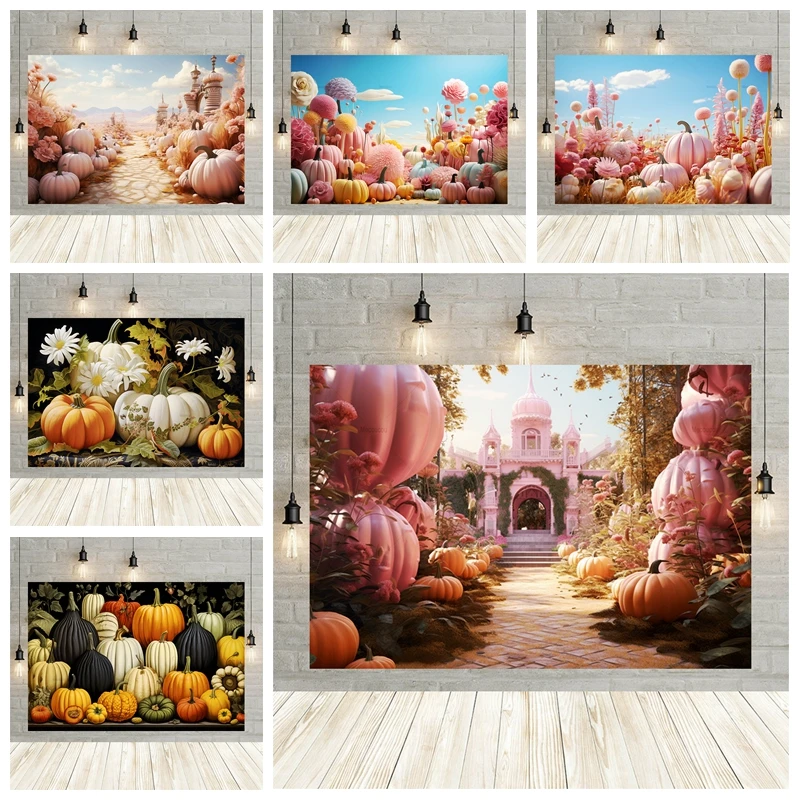 

AI Painting Baby Shower Photo Photographic Pumpkins Backdrops Photography Harvest Fall Party Decor Background For Studio Shoots