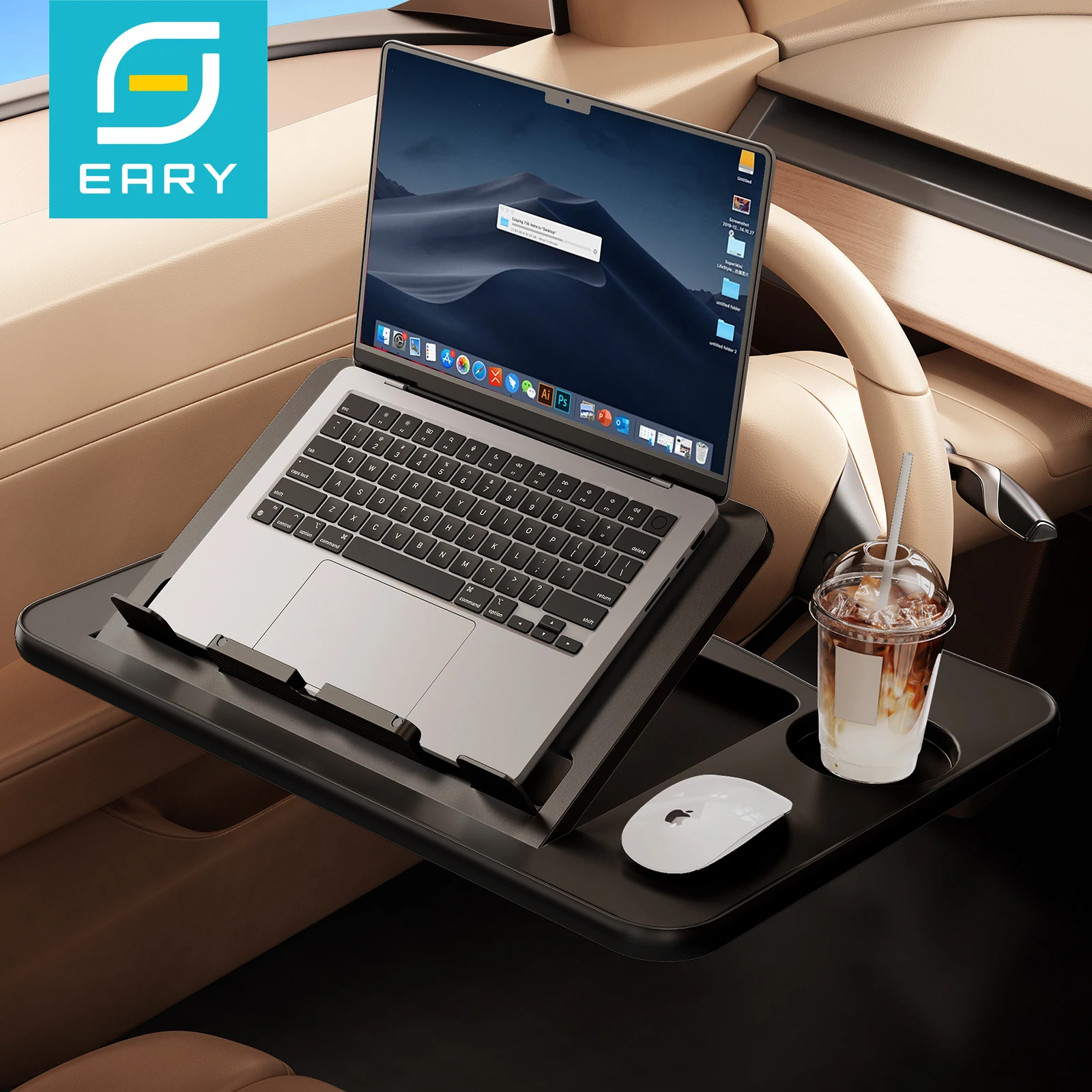 Eary Car Steering Wheel Desk Tray for Laptop Food Tray for Eating with Drink Holder Multi purpose Travel Car Accessories For Men