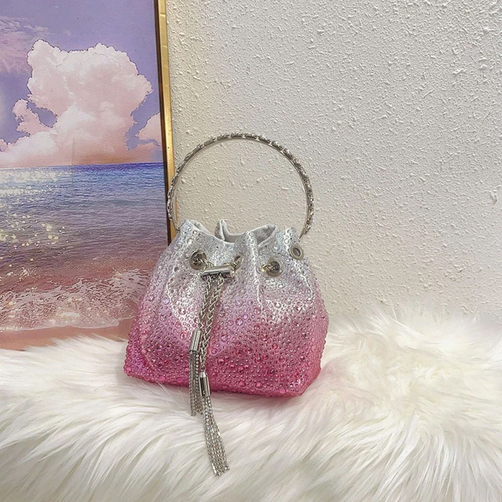 

High-End Handbag Fashion Mini Pleated Bag Sparkling Diamond Polka Dot Design Handheld Handbag Bag for Women