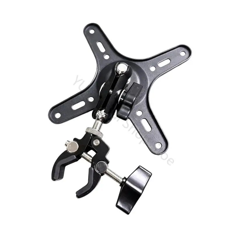 96BA Portable Monitor VESA Clamp Mount, Round Tube Screen Holder in Metal with Jointed Viewing Control for Secondary Desk