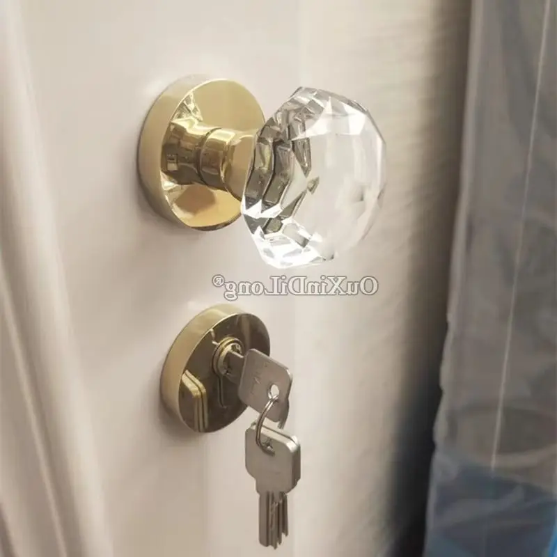 

Элегантные роскошные хрустальные европейские дверные ручки, замок для внутренней безопасности, гостиная, спальня, ванная комната, бесшумный дверной замок, комплект хром/золото