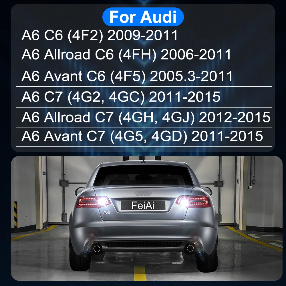LED Reverse Lights For Audi A6 Allroad Avant C6 4F C7 4G 2005-2015 Accessories Backup Lamp 2010 2011 2012 2013 2014 2009 2008