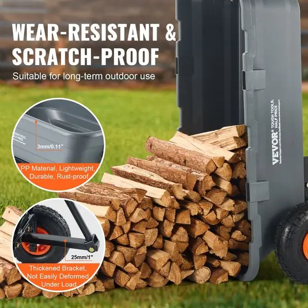 VEVOR Dump Cart, Poly Garden Dump Cart with Easy to Assemble Steel Frame, Dump Wagon with 2-in-1 Convertible Handle, Utility Whe