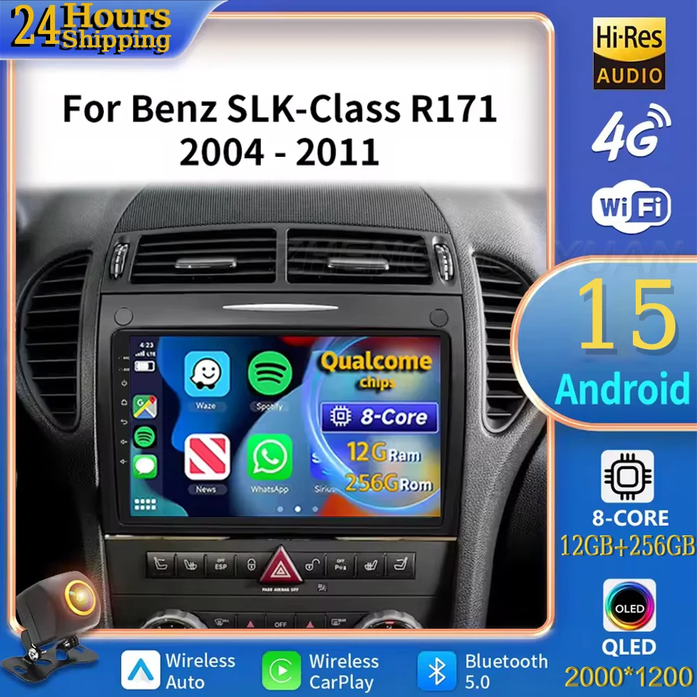 Für Mercedes Benz SLK klasse R171 SLK200 SLK280 SLK300 2000-2011 Android 15 Auto Radio Multimedia Player Android auto Carplay