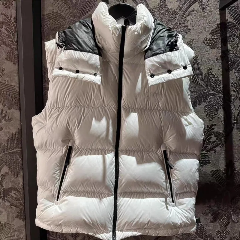 Gilet en plumes à capuche pour hommes et femmes, veste décontractée, lettre imprimée, vêtements chauds, manteau de mouvement de mode, automne et hiver