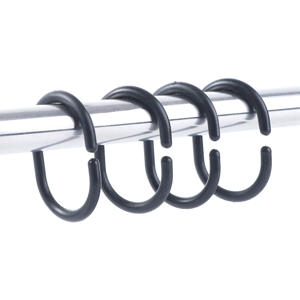 12PCS Plastic C Type Shower Curtain Hooks Hanger Ring Bath Drape Loop Clip Glide Convenient Replacement Bathroom Accessories