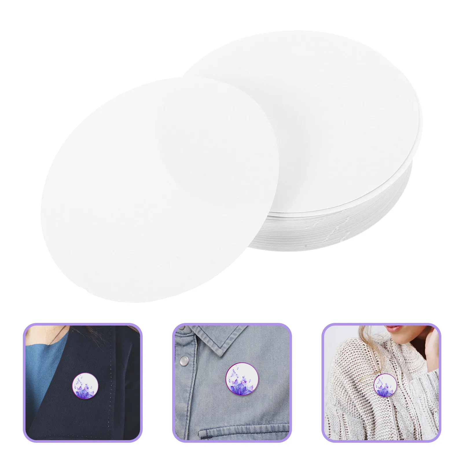 100Pcs DIY Badge Paper Blank Round Craft Sheets Smooth Surface for Hand Painting Drawing Graffiti Creative Craft Making