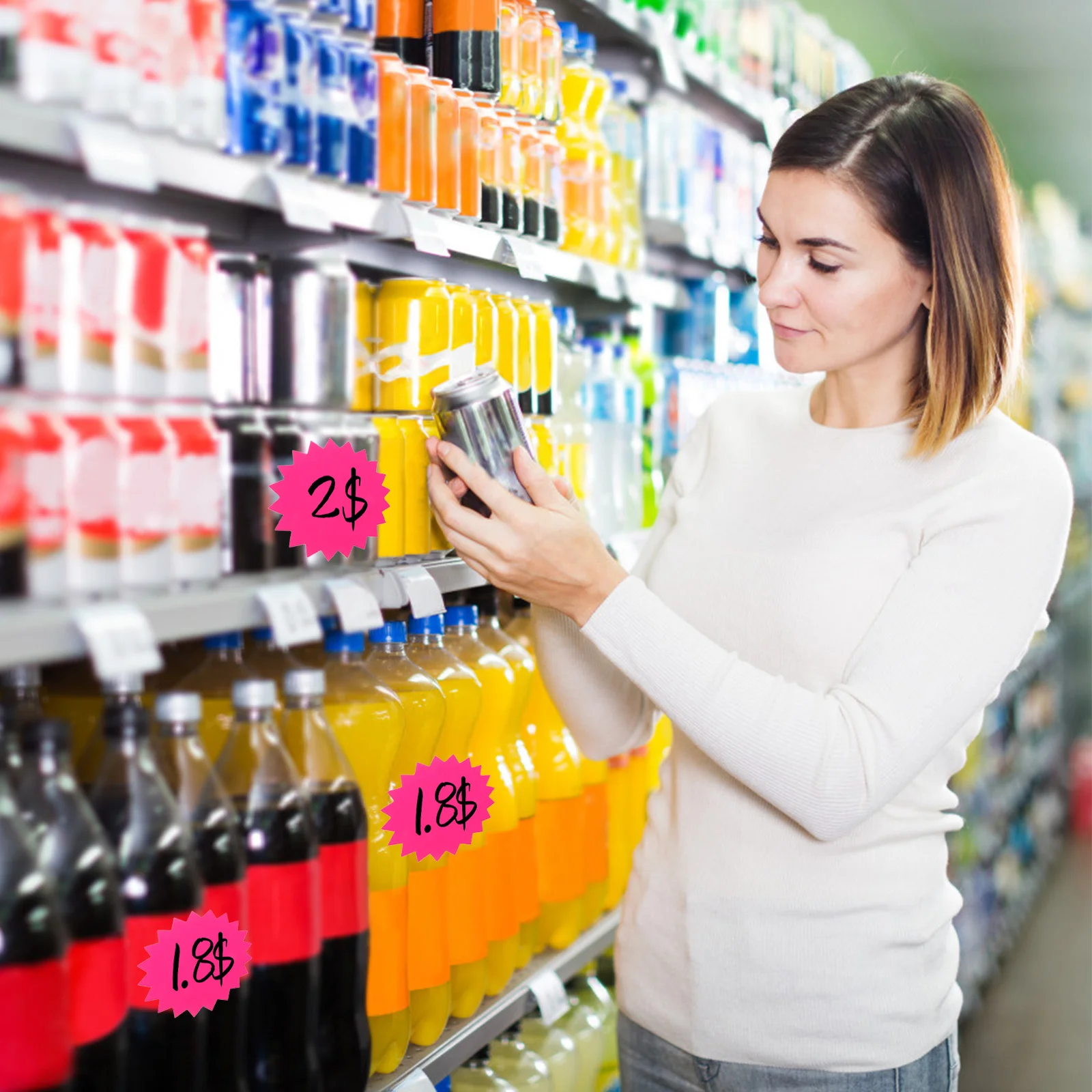 

100 Sheets Fluorescent Paper Price Tags Conspicuous Design for Supermarkets Garage Sales Fluorescent Paper Price Signs