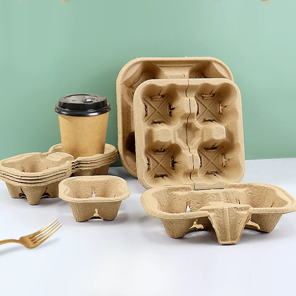 biodegradable-disposable-custom-paper-cup-holder-takeout-tray-carrier-kraft-pulp-cardboard-print-logo-packing-bag