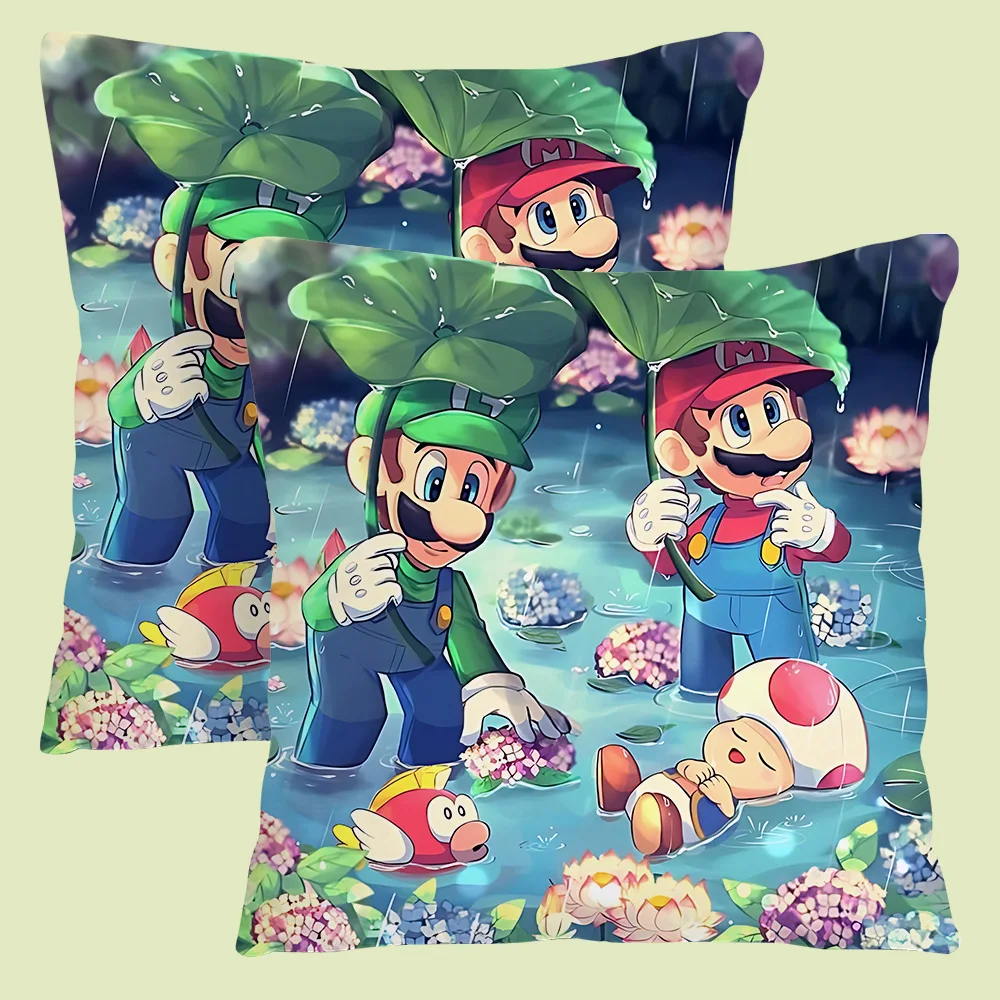 Cool super mario Pillow Covers Cartoon Sofa Decorative Home Double-sided Printing Short Plush Cute Cushion Cover