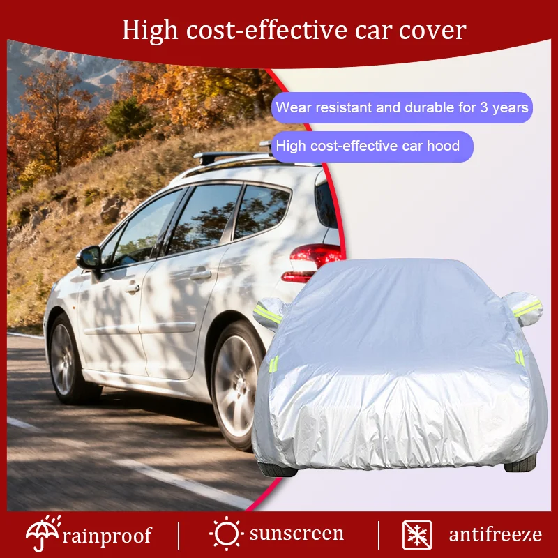 For the Peugeot 207 hatchback coupe SW, the full car cover features automatic UV protection, outdoor sunshade, rain, snow, and d