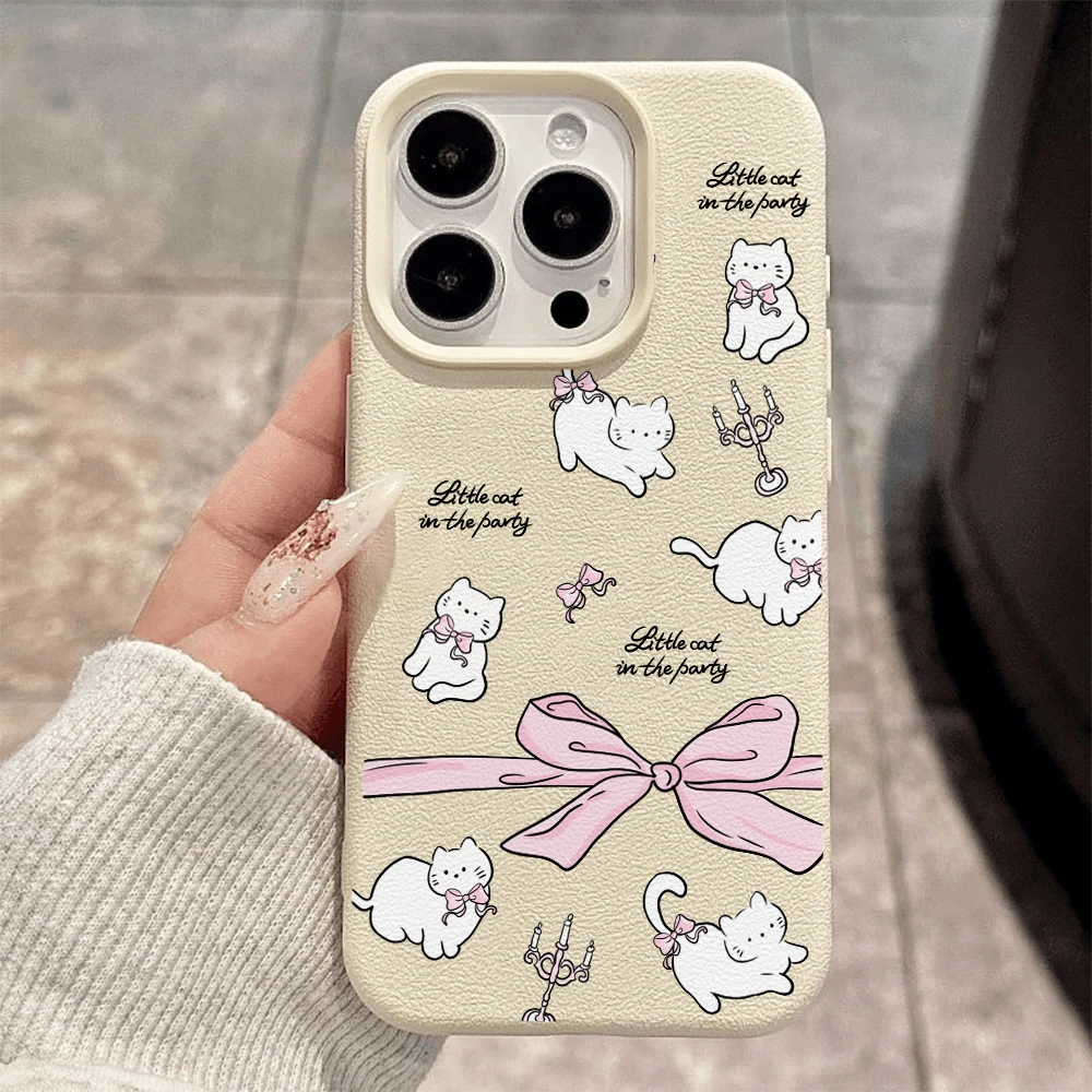 Schleifenkatt-Handyhülle für iPhone 17 16 15 14 13 12 11 Pro Max 16 15 14 Plus 17 16 15 14 13 12 11 Pro 17Air Silikon-Matt-Cover – Detail 2
