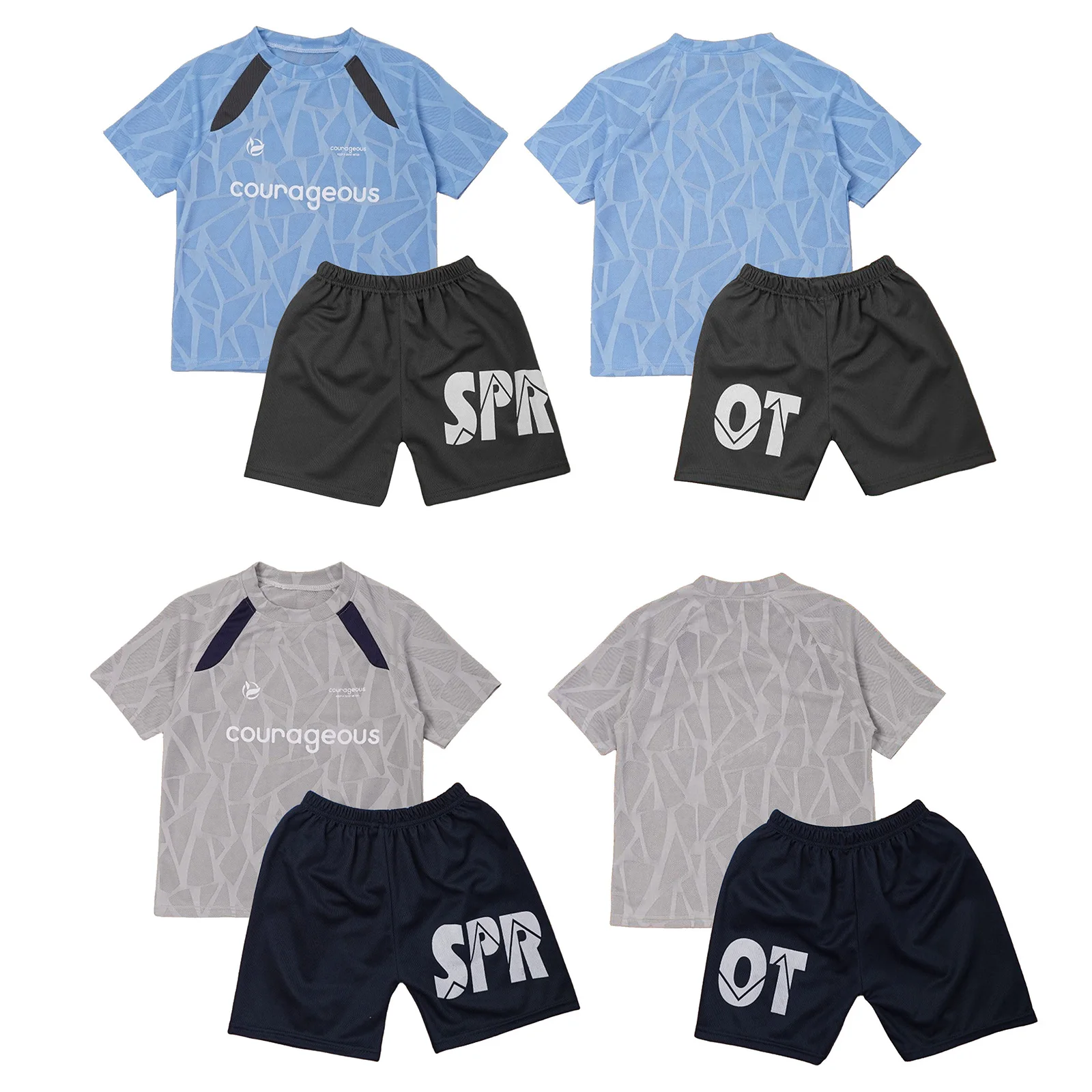 Teen Boys Quick-Drying Mesh Sports Suit Basketball Outfit Short Sleeve T-shirt with Shorts for Cycling Running Exercise Workout