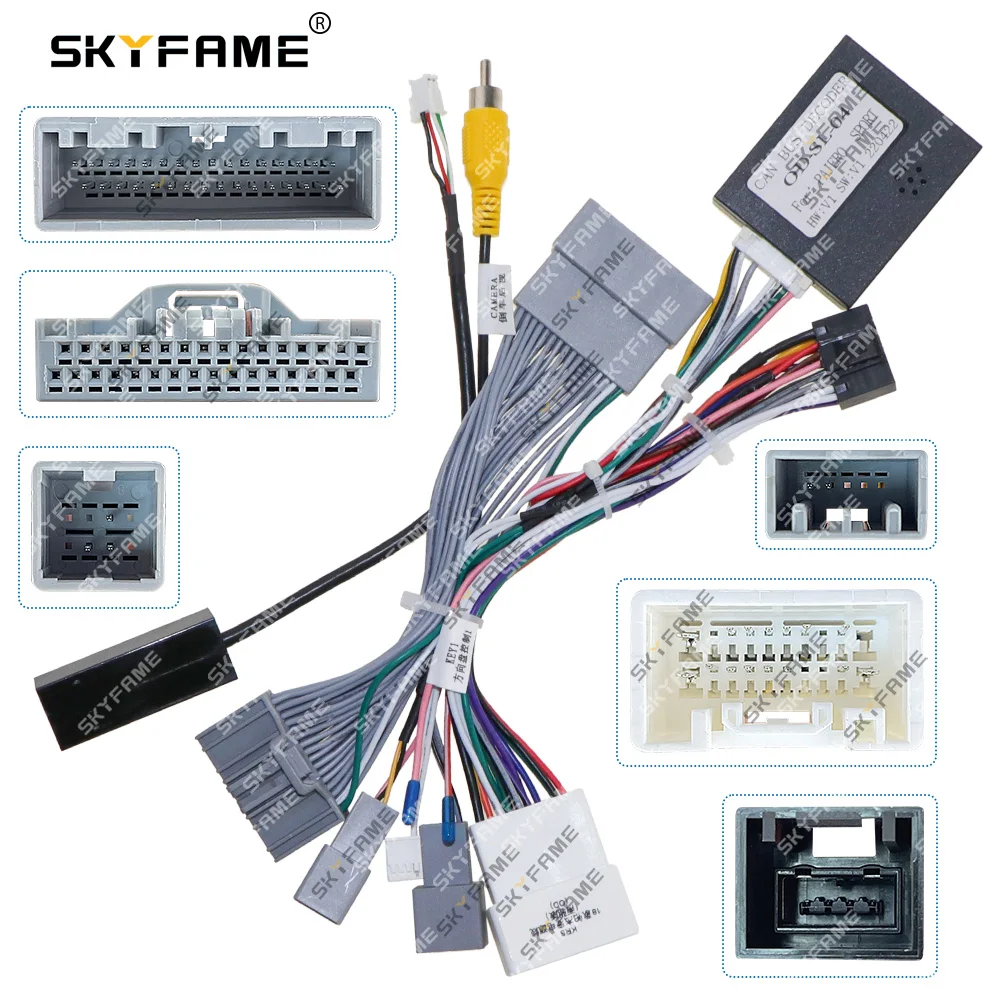SKYFAME Car 16pin Wiring Harness Adapter Canbus Box Decoder Android Radio Power Cable  For Mitsubishi Pajero 2018 OD-SL-04