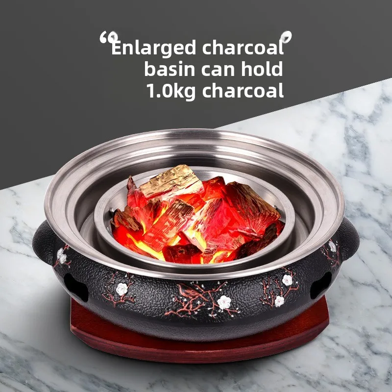 

Cast Iron Charcoal Grill, One-Piece Durable Charcoal Stove, Large Coal Basin BBQ Grill, Portable Charcoal Barbecue Stove