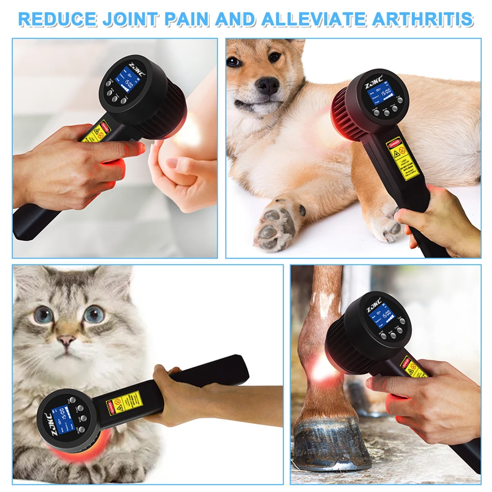 Zjzk Professionele 8W Low Level Lasertherapie 650nm 808nm Rood Licht Therapie Voor Artritis Koude Laser Voor Menselijke Honden Paarden Katten