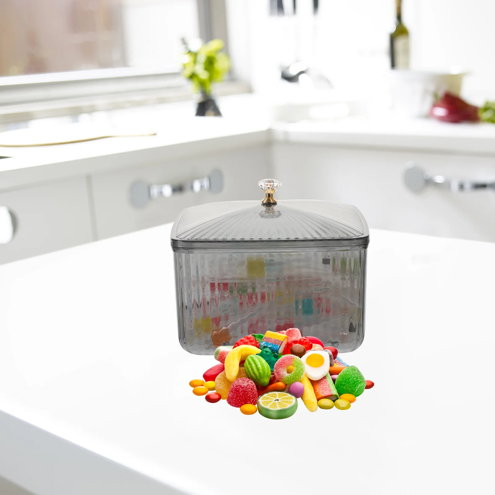 

Food Storage Container Clear Snack Holder Airtight Lid Kitchen Organizer Pantry Canister for Nuts Candy Cereal Flour