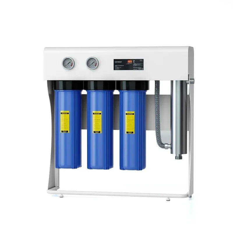 Three-stage filtration plus UV protection whole house water filtration system