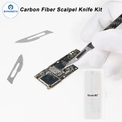 Qianli TX01 Carbon Fiber Glass Chip Remover Blade Universal Phone Glue Degumming Back Cover Disassembly Tool with 3Pcs #11 Blade