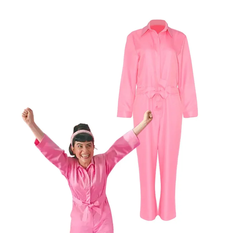 Movie Adult Pink Jumpsuit Costume Margot Robbie Cheerleader Bodysuits for Women