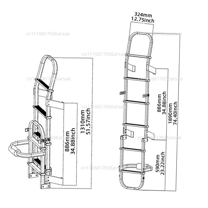 RV Ladder Aluminum Alloy Folding Ladder FOR Rear Body
