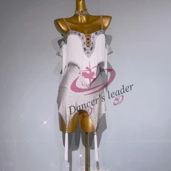 Latin Dance Dress High-end Custom White Fantasy Pure White With Diamond Dance Dress Cha Cha Tango Stage Professional Clothing
