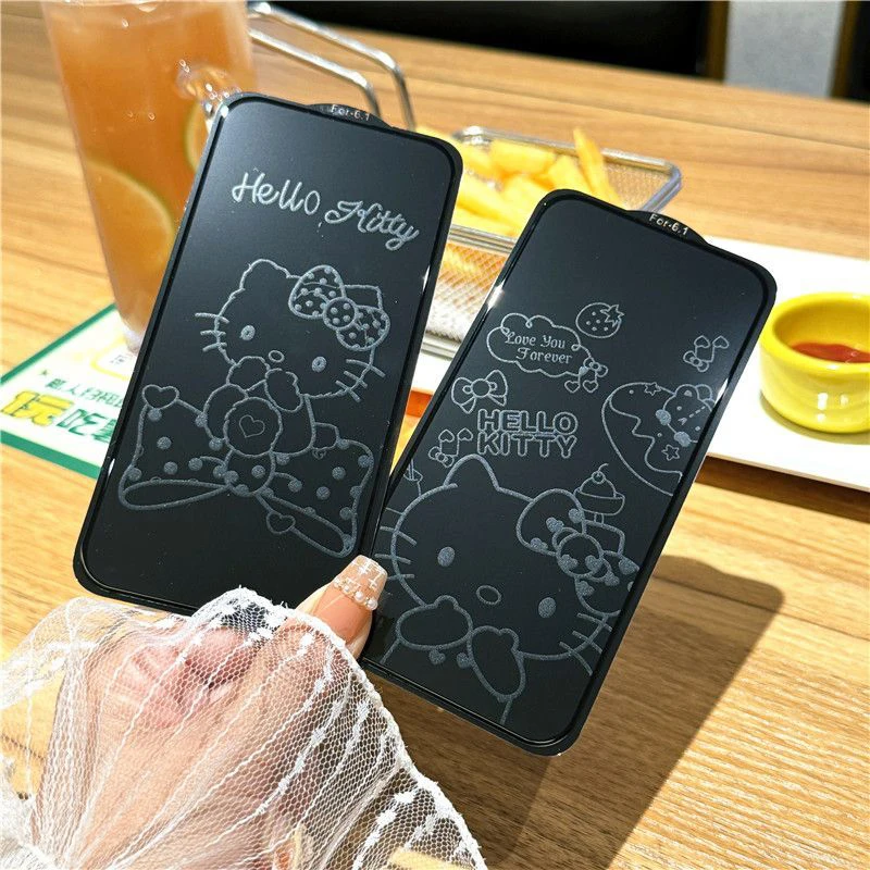 Kawaii Hellokittys Kuromi Pochacco Protecteur d'écran en verre trempé pour IPhone 17 Pro Max 16 15 14 Film de protection d'écran
