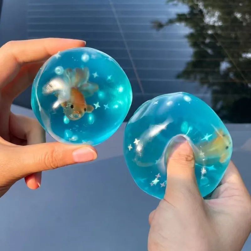 Goldfish Squishy Stress Ball Toy Coconut‑Oil Soft Non‑Rebound Squeeze Toy Portable for Adults Daily Stress Relief for Home Use