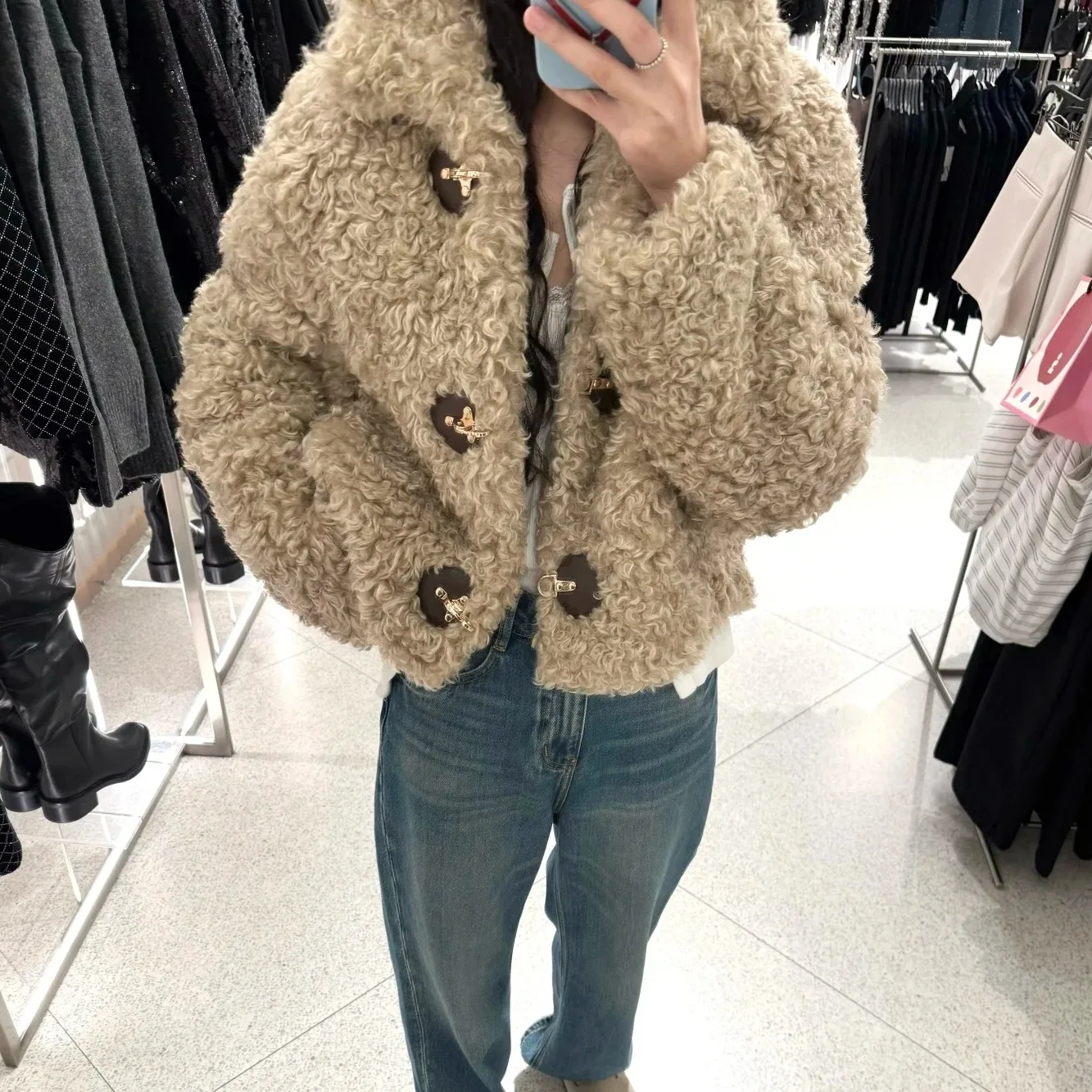 Women's Jacket Flip Collar Long Sleeve Versatile Rope Buckle Solid Color Winter New Style Coat Fashion 2026 New