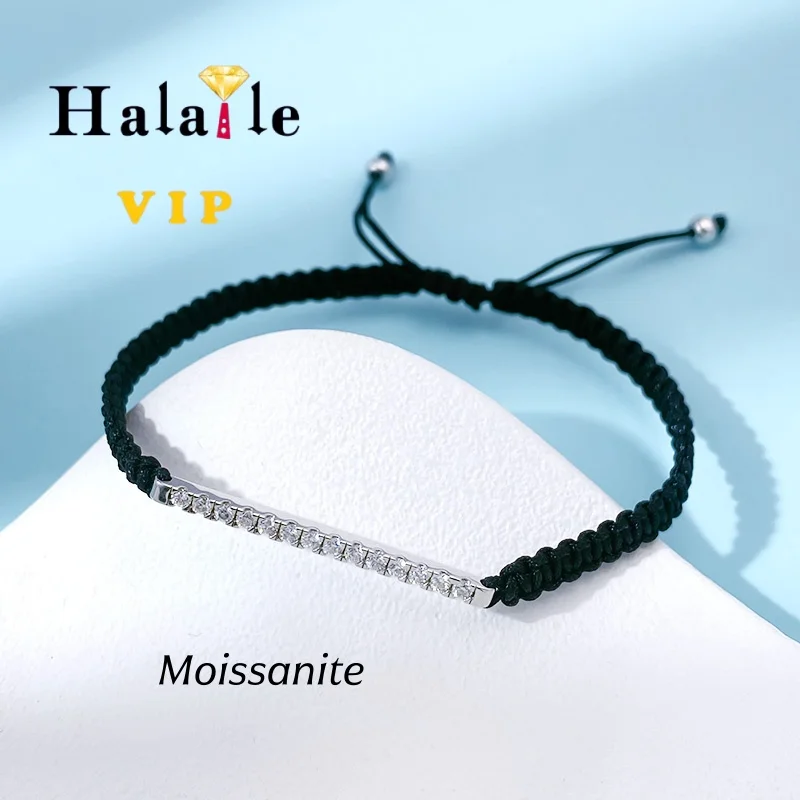 

Halaile D Цвет Муассанит S925 Стерлингового Серебра Регулируемый Браслет-Цепочка Модный Подарочные Подвески для Женщин Мужчин