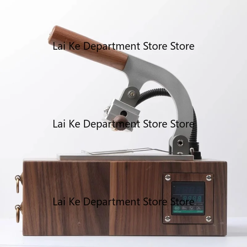 Handmade Walnut Leather Manual Hot Stamping Machine Leather Embossing Letter Press with Copper Mold for Paper Notebook