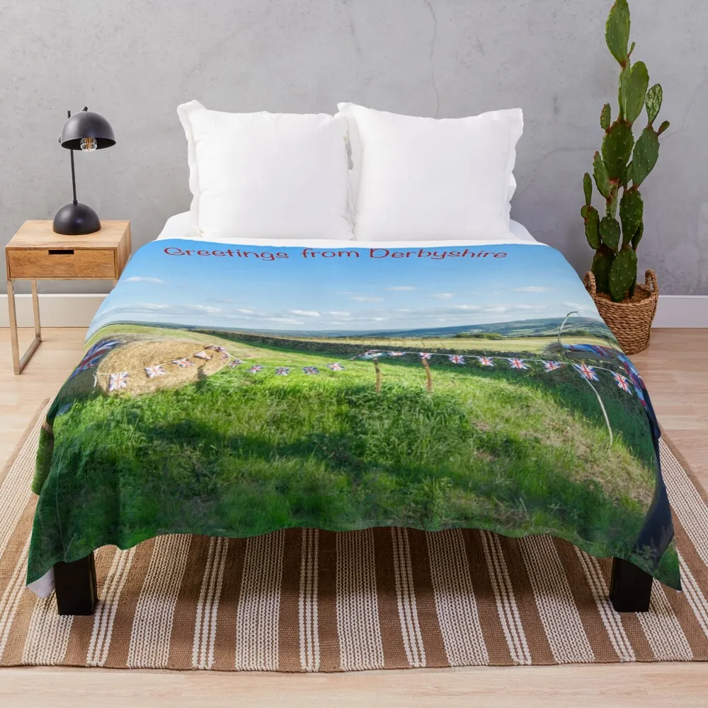 

Greetings from Derbyshire Throw Blanket For Decorative Sofa Sofas Comforter Blankets