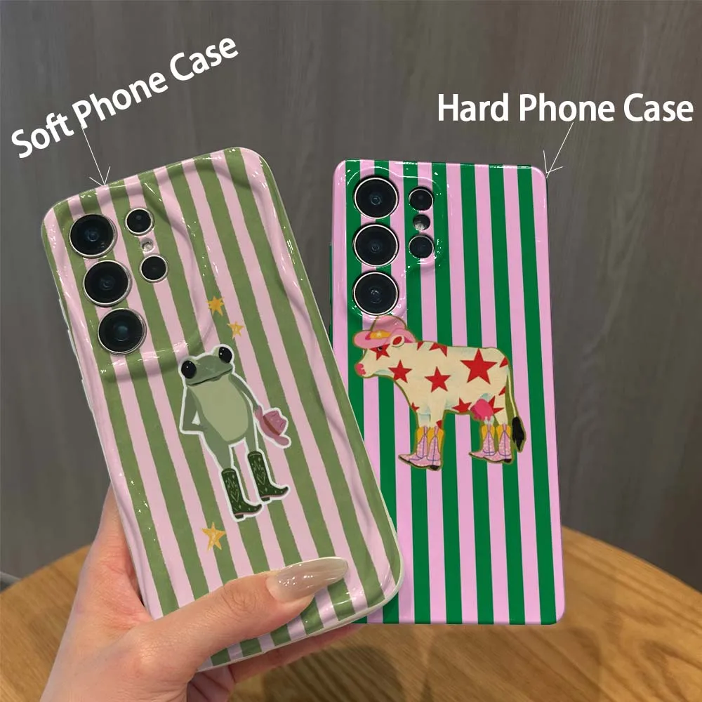 Frog stripe pattern For Samsung Galaxy S26 S25 S24 S23 S22 S21 M11 M12 F12 M40S FE Plus Ultra Hard Soft Phone Case