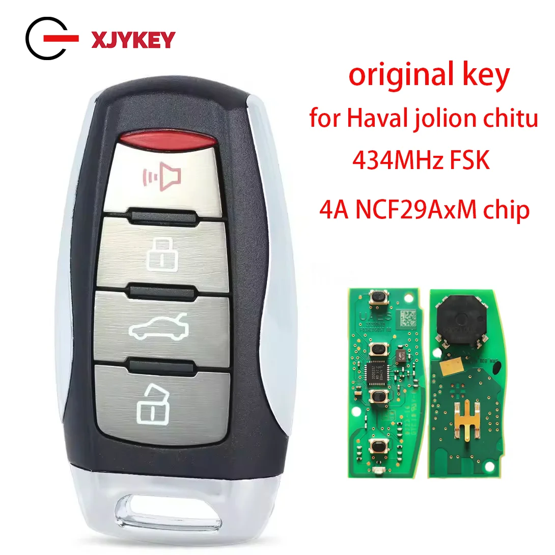 

XJY Original Smart Remote Key Fob For GreatWall Haval Jolion Chitu 434Mhz FSK 4A NCF29AxM Chip 3+1 Buttons