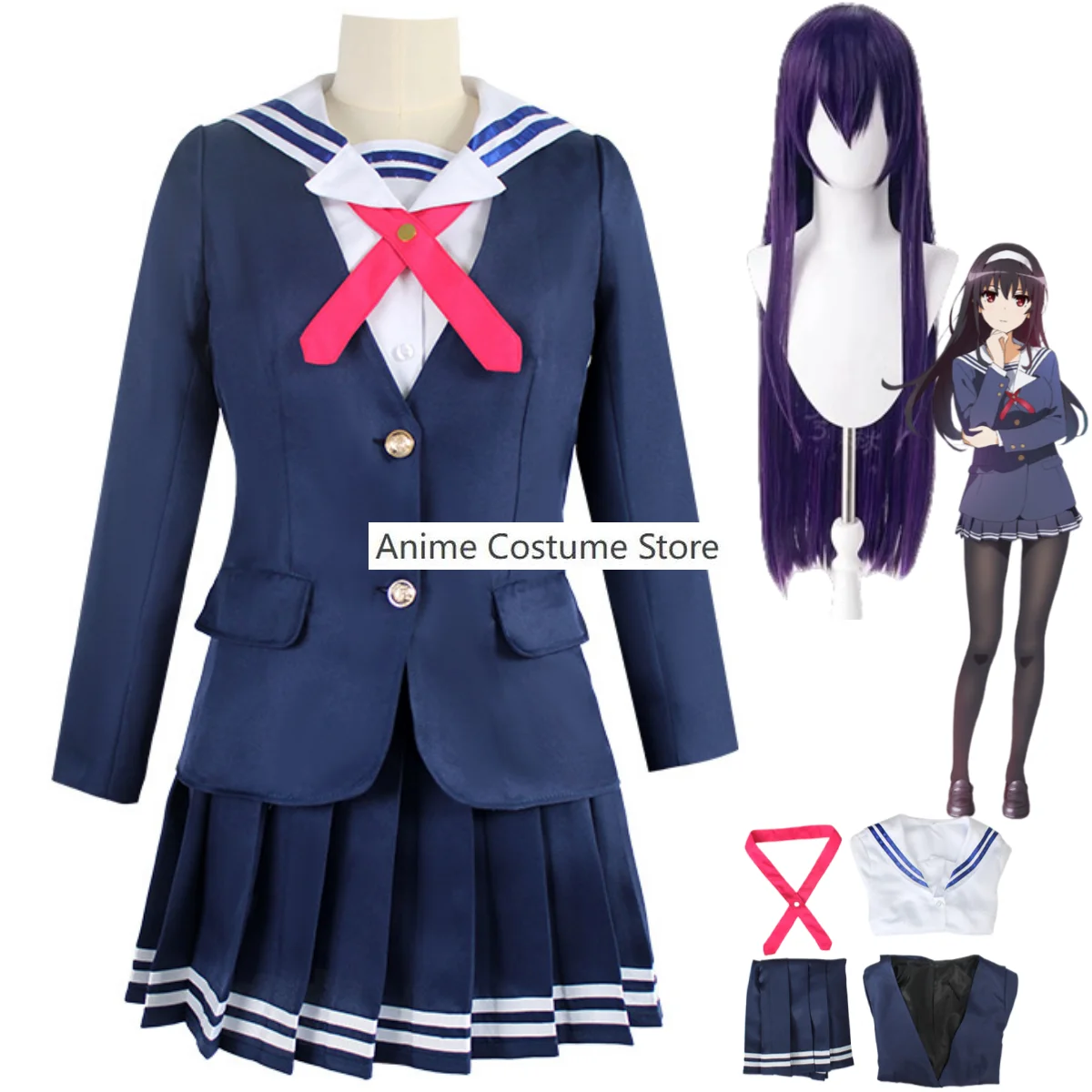 Anime Saekano: How To Raise A Boring Girlfriend Kasumigaoka Utaha Cosplay Costume Wig JK School Uniforms Woman Sexy Party Suit