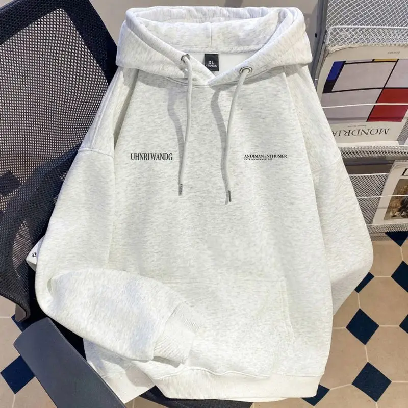 

Mens With Hat Hoodies Original Harajuku Big Thermal Cotton-Blend Retro-Style Fall Crewneck Standcollar Traditional Cultural Boxy