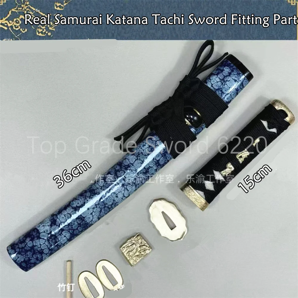 

A Set Amazing Tsuka Handle Brass Tsuba Handguard Habaki Seppa Hardwood Sheath For Real Samurai Katana Tachi Sword Fitting Parts