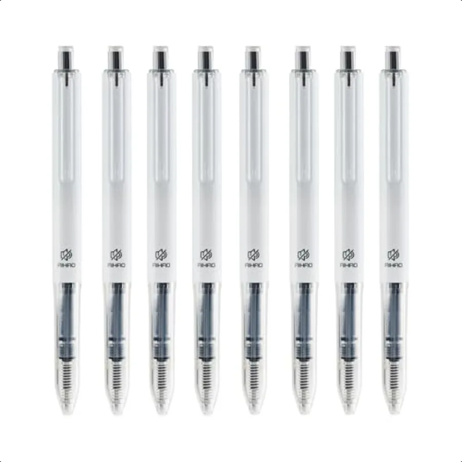 

Liquid Ink Rollerball pen Black ink 8ct Retractable Rolling Pens Fine Point 0.5mm Quick Drying for Smooth Writing Journaling No