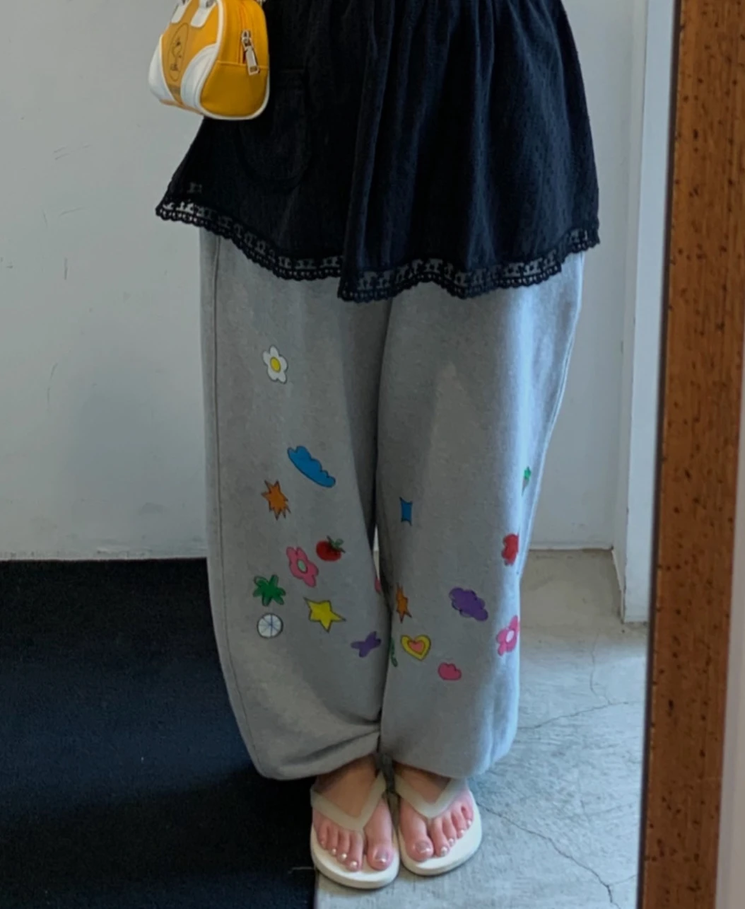 

Korean style Cute Graffiti Hand-Drawn Print Cartoon Harajuku Girls' Sport Sweatpants - Casual Long Pants